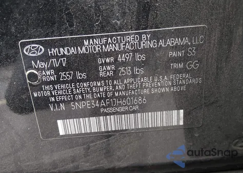 2018 Hyundai Sonata Sel z USA, uszkodzony, nr VIN 5NPE34AF1JH601686